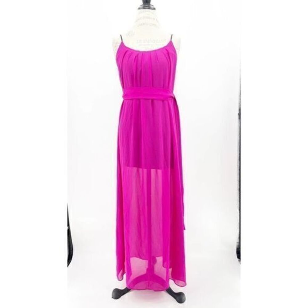 FOREVER21 Fuchsia Pink Spaghetti Strap Sheer Maxi Dress SMALL